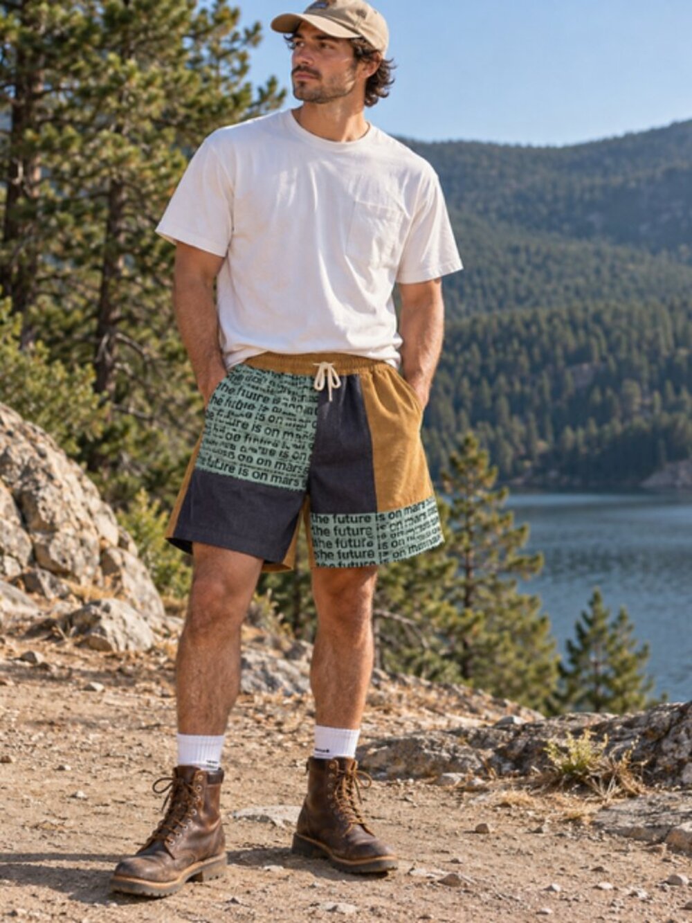 TFIOM The Future Is On Mars XL Patchwork Colorblock Corduroy Shorts Streetwear